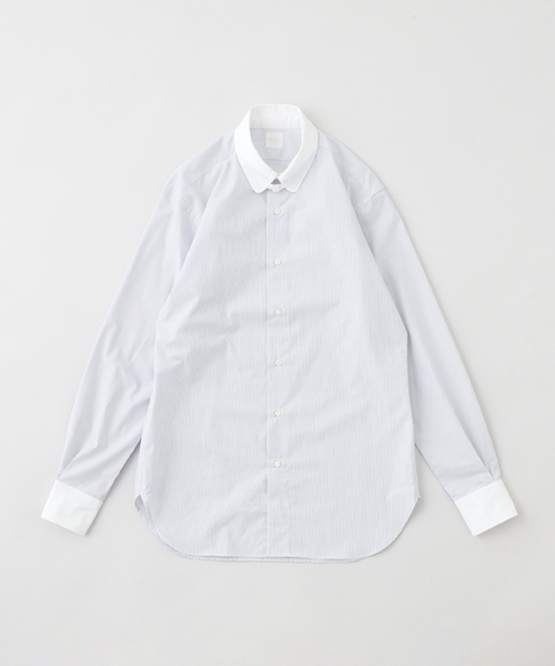 EDIFICE（エディフィス） シャツ D.ROUND TAB クレリック ストライプ