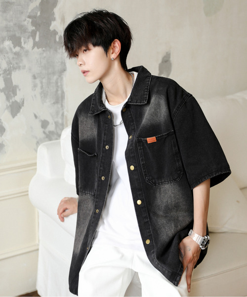 「neos」 半袖シャツ MEDIUM ブルー メンズ_画像2