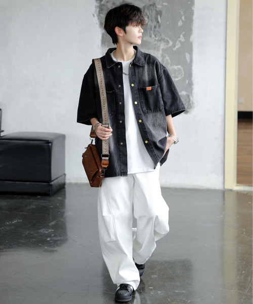 「neos」 半袖シャツ MEDIUM ブルー メンズ_画像3