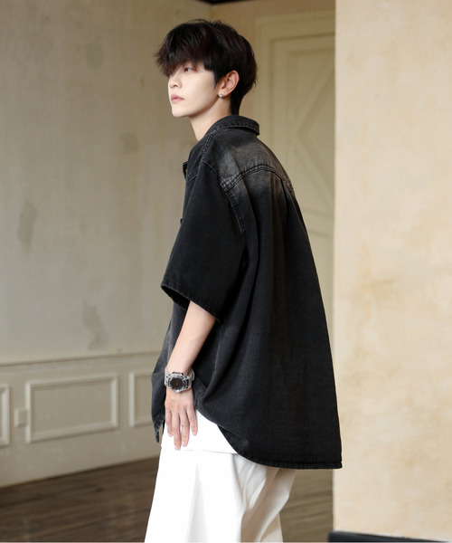 「neos」 半袖シャツ MEDIUM ブルー メンズ_画像4