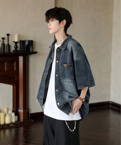 「neos」 半袖シャツ MEDIUM ブルー メンズ_画像8