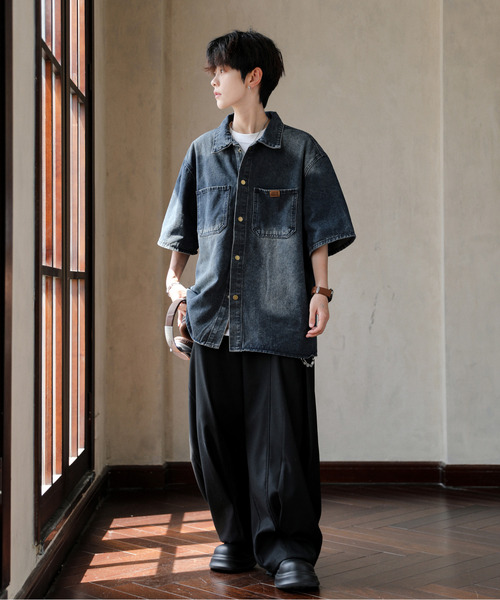 「neos」 半袖シャツ MEDIUM ブルー メンズ_画像9