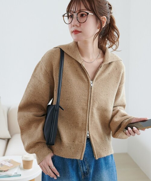 Discoat（ディスコート） カーディガン ネップダブルジップセーラー