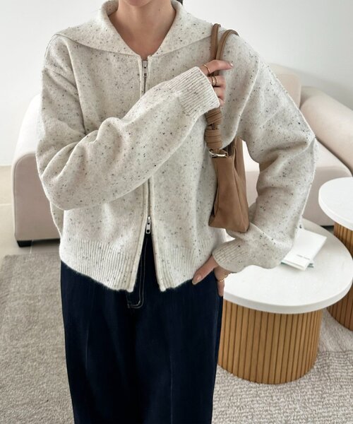 Discoat（ディスコート） カーディガン ネップダブルジップセーラー