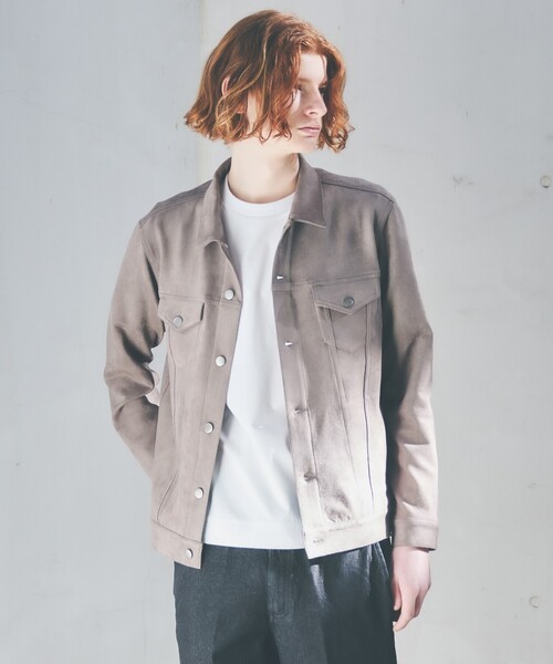 ABAHOUSE GRAY ブルゾン アウター 「スエードライク」トラッカー