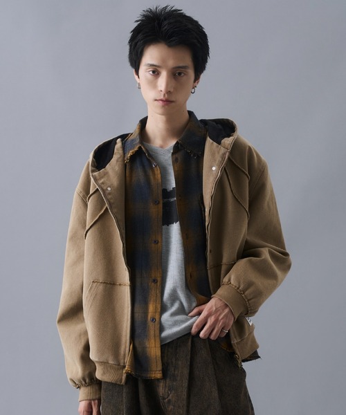 PLAN To パーカー Aged Duck Cropped Double-Zip Hoodie / エイジド