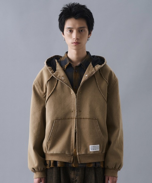 PLAN To パーカー Aged Duck Cropped Double-Zip Hoodie / エイジド
