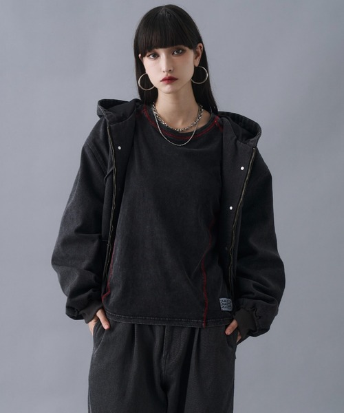 PLAN To パーカー Aged Duck Cropped Double-Zip Hoodie / エイジド
