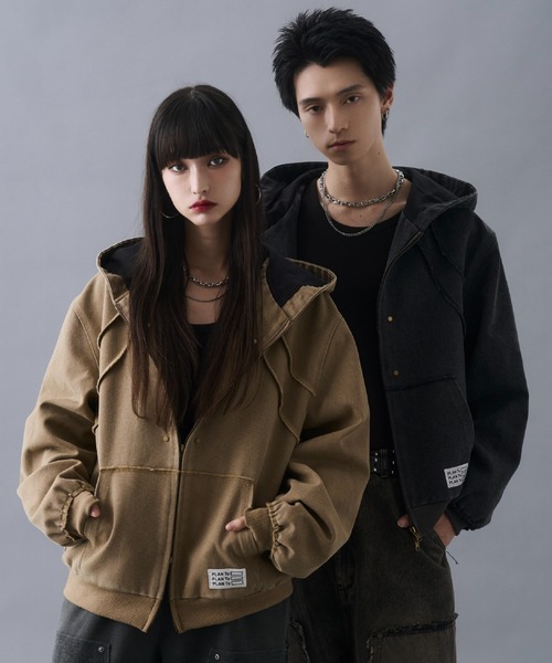 PLAN To パーカー Aged Duck Cropped Double-Zip Hoodie / エイジド
