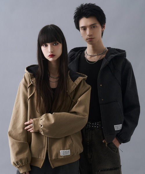PLAN To パーカー Aged Duck Cropped Double-Zip Hoodie / エイジド