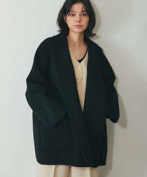 美品◎CHILD WOMAN ウール100% チェスターコート オリーブカーキ系