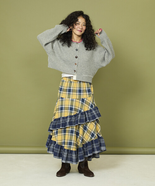 Freada（フリーダ） スカート ネルチェック アシメ フリルスカート