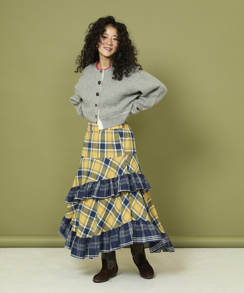 Freada チェック柄 フリルロングスカート FREAK'S STORE（フリークスストア） スカート Freada/フリーダ