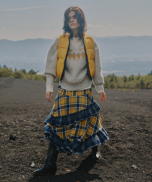 Freada（フリーダ） スカート ネルチェック アシメ フリルスカート