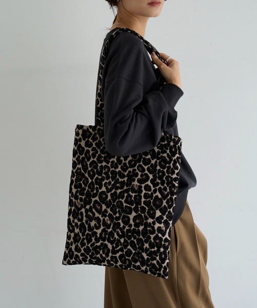 meilmada トートバッグ レオパードジャガードトートバッグ レディース