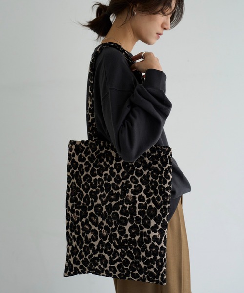 meilmada トートバッグ レオパードジャガードトートバッグ レディース