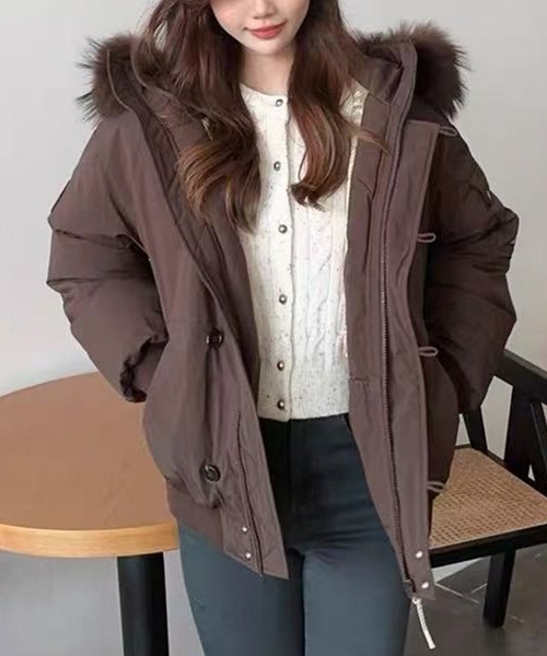 ダウンコート ダウンジャケット ファーフード付き中綿ジャケット