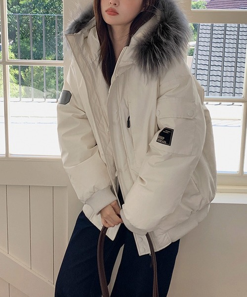 ダウンコート ダウンジャケット ファーフード付き中綿ジャケット