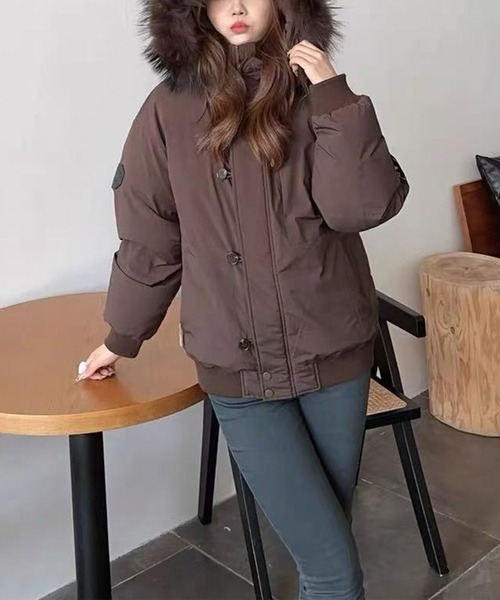 ダウンコート ダウンジャケット ファーフード付き中綿ジャケット