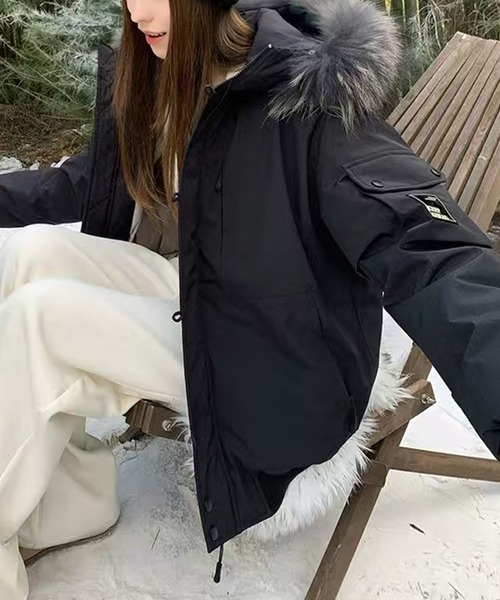 ダウンコート ダウンジャケット ファーフード付き中綿ジャケット