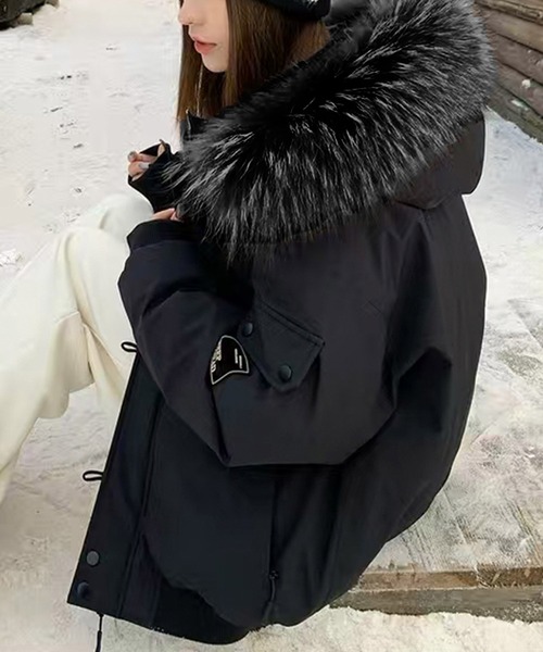 ダウンコート ダウンジャケット ファーフード付き中綿ジャケット