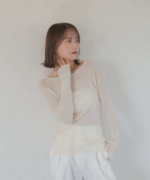 「Reurie'」 長袖ニット FREE アイボリー レディース_画像6