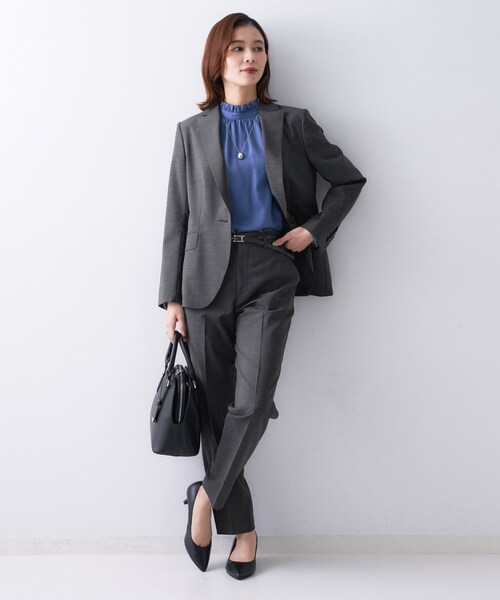新品【アンタイトル UNTITLED】テーパード　パンツ　ネイビー　濃紺　L UNTITLED（アンタイトル） パンツ 「仕事着/スーツ」プレミアム