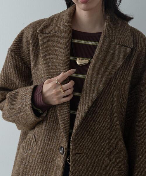 INDIVI GALLEST コート チェスターコート ネップツイードコクーン