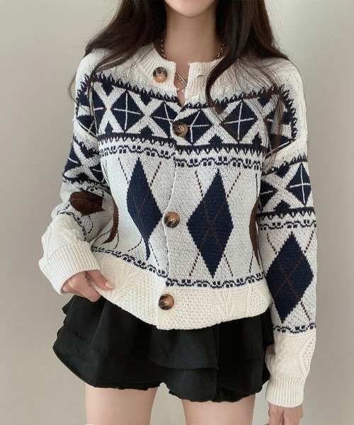 「NANEA」 ニットカーディガン フリー アイボリー レディース_画像4