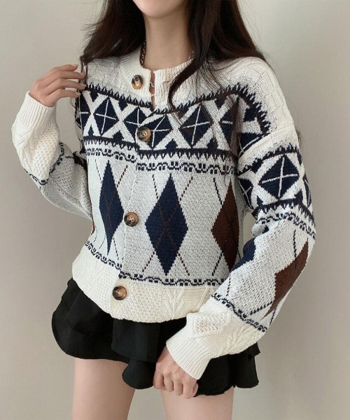 「NANEA」 ニットカーディガン フリー アイボリー レディース_画像5