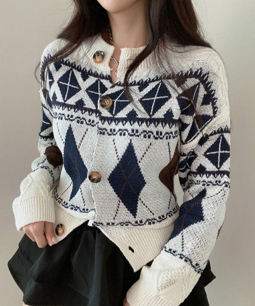 「NANEA」 ニットカーディガン フリー アイボリー レディース_画像6