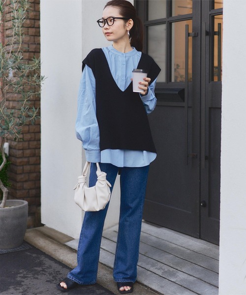 「titivate」 長袖ブラウス M ライトブルー レディース_画像4