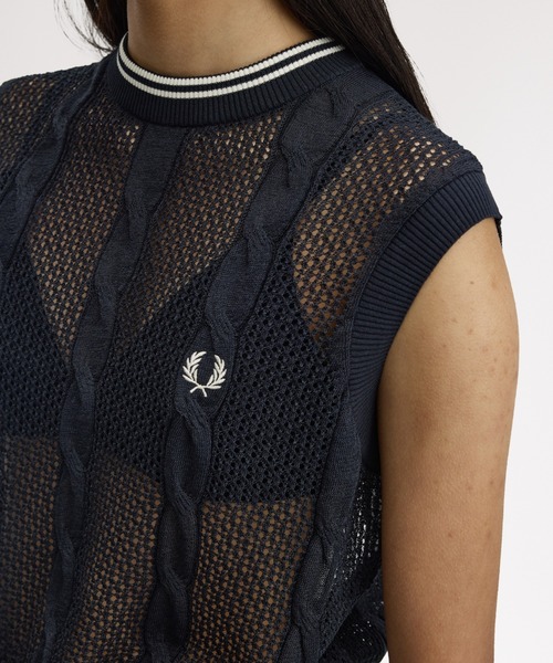 ニット セーター Mesh Cable Knit Tank／メッシュケーブルニットタンクトップ レディースの画像