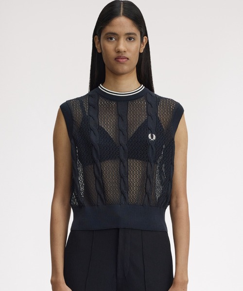 FRED PERRY（フレッドペリー） ニット セーター Mesh Cable Knit Tank