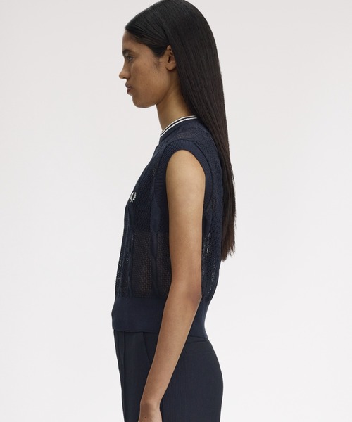 ニット セーター Mesh Cable Knit Tank／メッシュケーブルニットタンクトップ レディースの画像