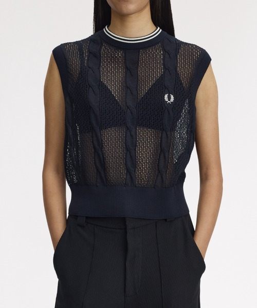 ニット セーター Mesh Cable Knit Tank／メッシュケーブルニットタンクトップ レディースの画像