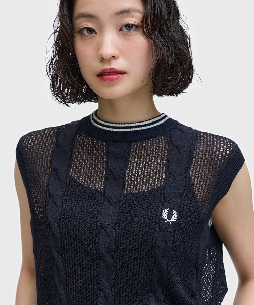 ニット セーター Mesh Cable Knit Tank／メッシュケーブルニットタンクトップ レディースの画像