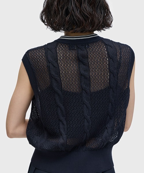 ニット セーター Mesh Cable Knit Tank／メッシュケーブルニットタンクトップ レディースの画像