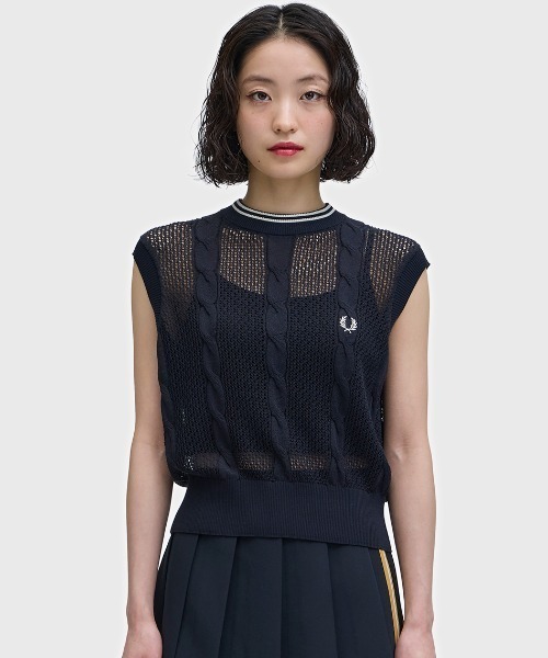 ニット セーター Mesh Cable Knit Tank／メッシュケーブルニットタンクトップ レディースの画像