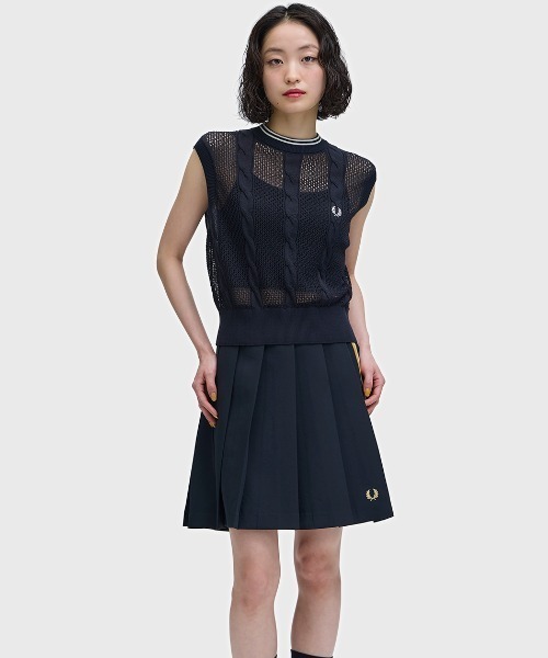 ニット セーター Mesh Cable Knit Tank／メッシュケーブルニットタンクトップ レディースの画像