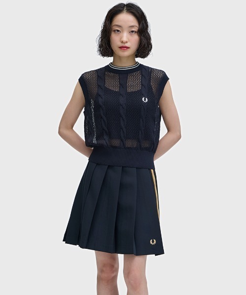 ニット セーター Mesh Cable Knit Tank／メッシュケーブルニットタンクトップ レディースの画像