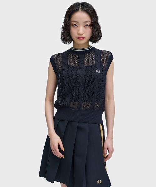 ニット セーター Mesh Cable Knit Tank／メッシュケーブルニットタンクトップ レディースの画像