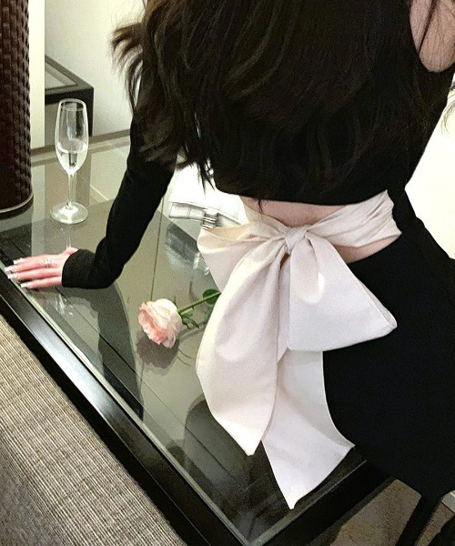 「Riff」 長袖ワンピース M ブラック レディース_画像3