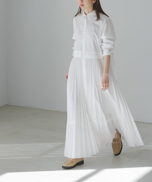 NOBLE（ノーブル） ワンピース 「追加」プリーツシャツワンピース