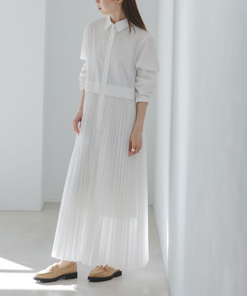 NOBLE（ノーブル） ワンピース 「追加」プリーツシャツワンピース