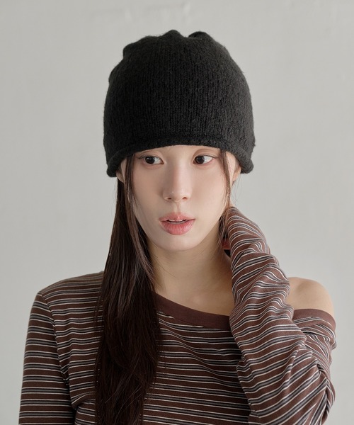 「UNE MANSION」 ニットキャップ ONESIZE ブラック レディース_画像3