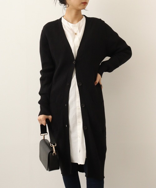 「atONE」 ニットカーディガン L 杢グレー レディース_画像4