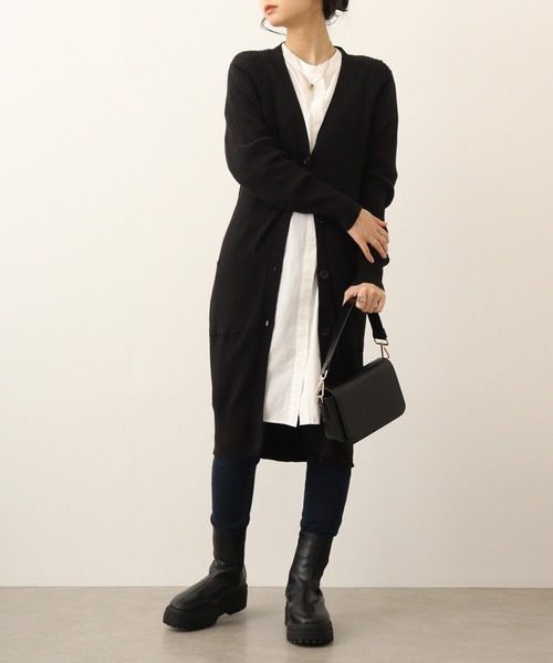 「atONE」 ニットカーディガン L 杢グレー レディース_画像5