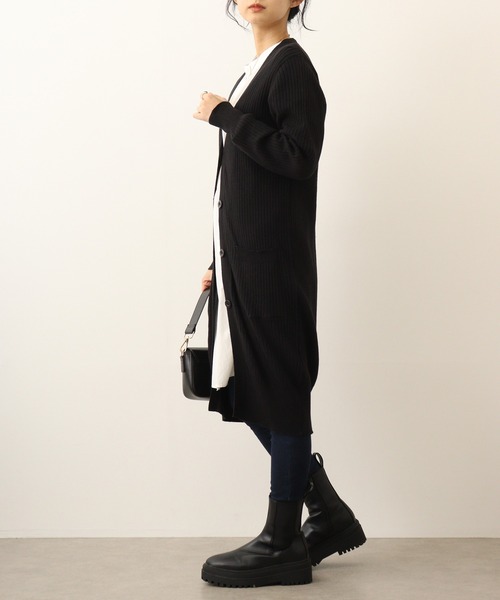 「atONE」 ニットカーディガン L 杢グレー レディース_画像6