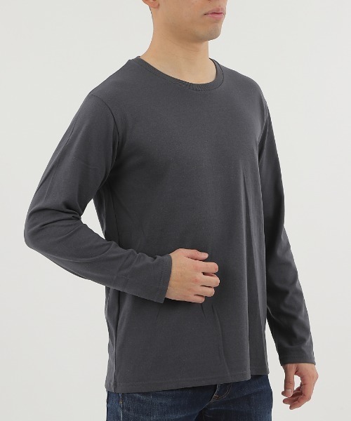 everyone ダークグレー 長袖カットソー Mサイズ CLOTHY tシャツ 「シンプルが一番使える！ベーシックな長袖Tシャツ